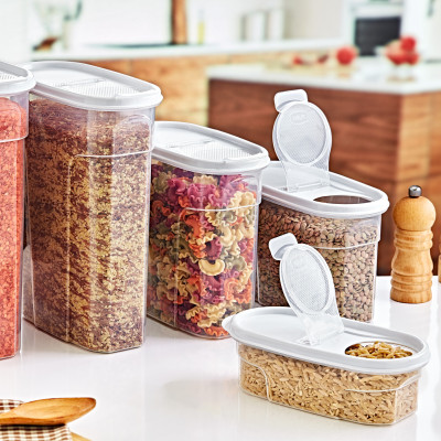 Bote con Tapa Dispensadora 1.7L Blanco 20x9.5x17.5cm 7house Accesorios de Cocina 7