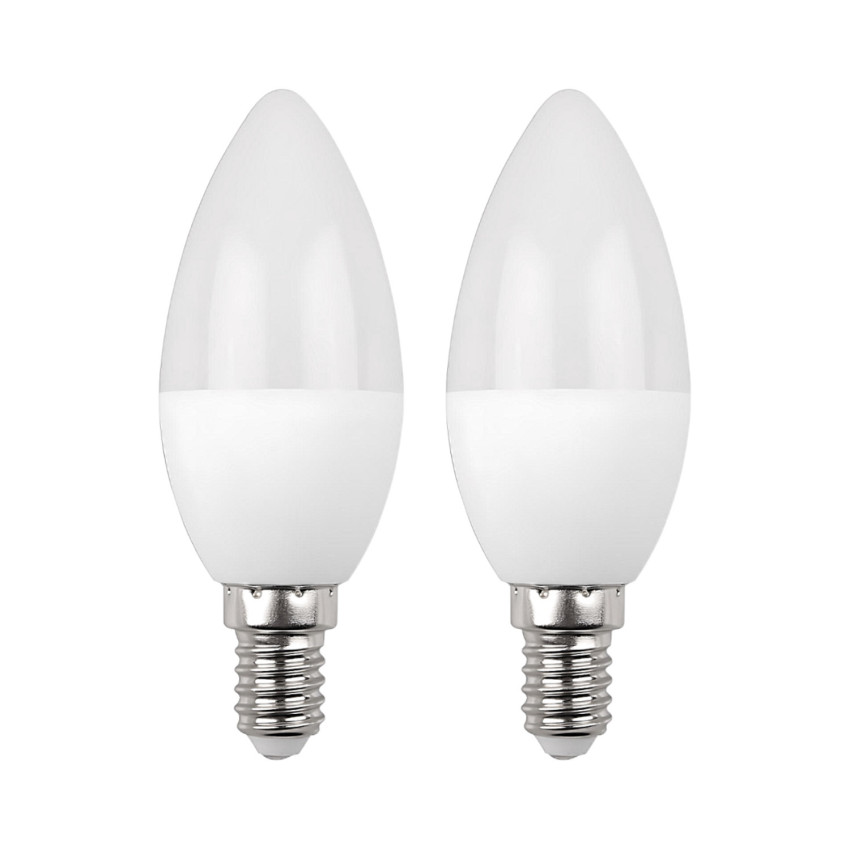Pack 2 Lâmpadas LED para Vela E14 6W Equi.40W 470lm 10000H 1Primer Leader Lâmpadas LED 1