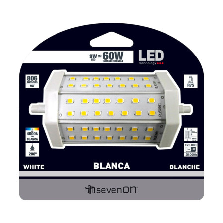 Lâmpada Tubo LED R7S 9W Equi.60W 806lm 4000K 25000H 7hSevenOn Lâmpadas LED 4