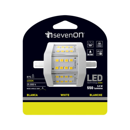 Bombilla LED Tubo R7S 5,5W Equi.45W 550lm 4000K 25000H 7hSevenOn Bombillas LED 4