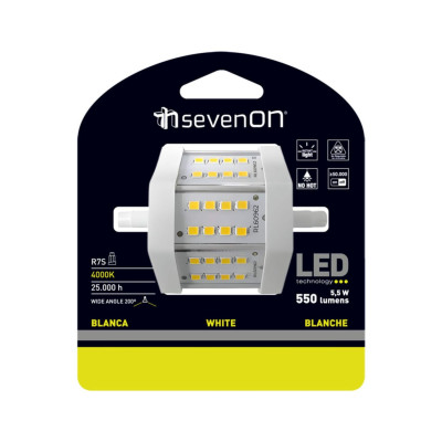 Lâmpada LED R7S 5,5W Equi.45W 550lm 4000K 25000H 7hSevenOn Lâmpadas LED 4