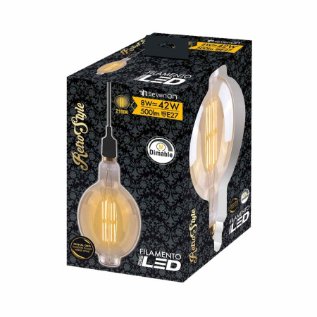 Lâmpada LED Gigante E27 8W Equi.40W 500lm Regulável 2100K Ouro 15000H 7hSevenOn Vintage Lâmpadas LED 4