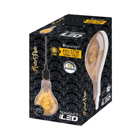 Lâmpada LED E27 Gota E27 4W Equi.17W 160lm Regulável 2100K Ouro 15000H 7hSevenOn Vintage Lâmpadas LED 4