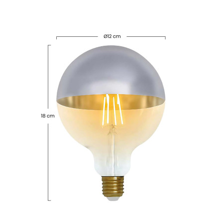 Lâmpada Globo LED G120 Cúpula Prata E27 8W Equi.60W 806lm 2100K Vintage 15000H 7hSevenOn Vintage Lâmpadas LED 3