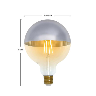 Lâmpada Globo LED G120 Cúpula Prata E27 8W Equi.60W 806lm 2100K Vintage 15000H 7hSevenOn Vintage Lâmpadas LED 3