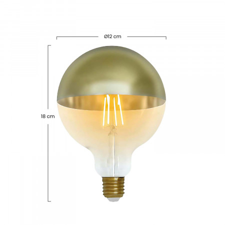 Lâmpada Globo LED G120 Cúpula Dourada E27 6W Equi.48W 600lm 2100K 15000H 7hSevenOn Vintage Lâmpadas LED 3