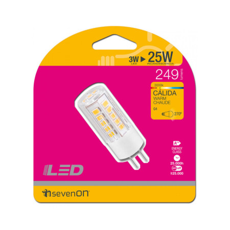 Ampoule LED G4 à deux broches, 3 W, équivalente à 25 W, 249 lm, 3 000 K, 25 000 h, 7hSevenOn Ampoules LED 4
