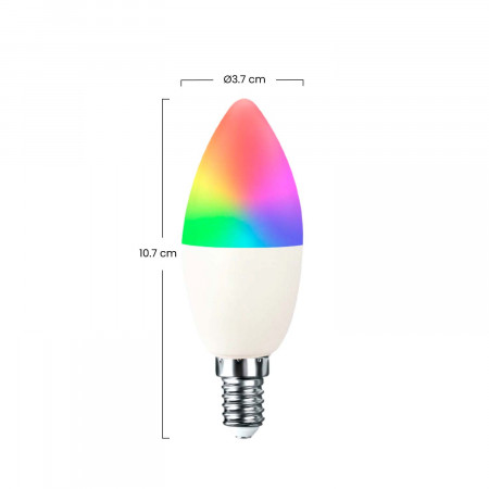 Bombilla LED Vela Smart WiFi E14 5,5W Equi.35W 470lm RGBWW Regulable vía Smartphone/APP 25000H 7hSevenOn Home Bombillas Intelige