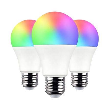 Pack 3 Lâmpadas LED WiFi Inteligentes Padrão E27 10W Equi.60W 806lm RGBWW Regulável via Smartphone/APP 25000H 7hSevenOn Premium 