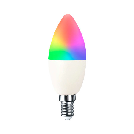 Bombilla LED Vela Smart WiFi E14 5W Equi.35W 450lm RGBWW Regulable vía Smartphone/APP 25000H 7hSevenOn Premium Bombillas Intelig
