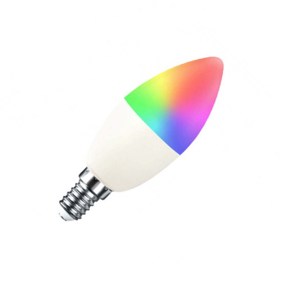 Bombilla LED Vela Smart WiFi E14 5W Equi.35W 450lm RGBWW Regulable vía Smartphone/APP 25000H 7hSevenOn Premium Bombillas Intelig