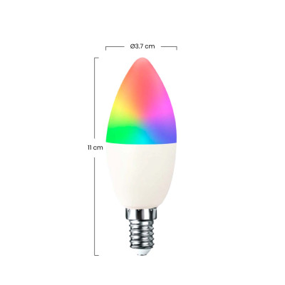 Bombilla LED Vela Smart WiFi E14 5W Equi.35W 450lm RGBWW Regulable vía Smartphone/APP 25000H 7hSevenOn Premium Bombillas Intelig