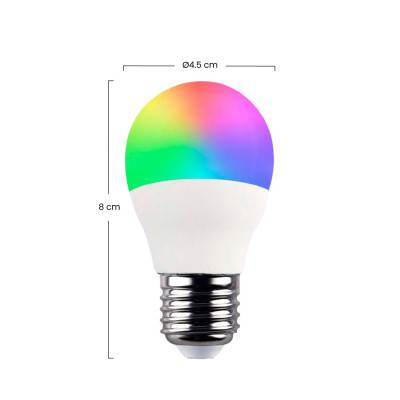 Bombilla LED Esférica Smart WiFi E14 5W Equi.35W 450lm RGBWW Regulable vía Smartphone/APP 25000H 7hSevenOn Premium Bombillas Int