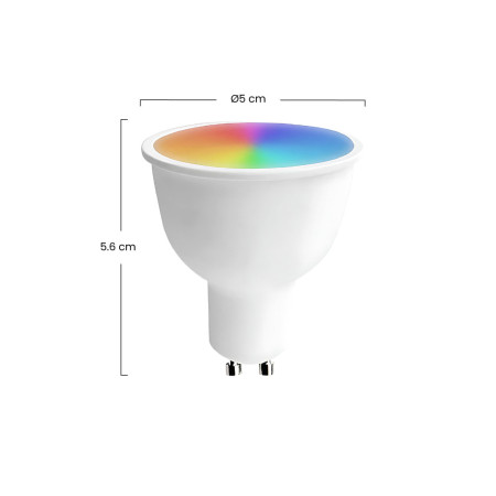 Bombilla LED Spotlight Smart WiFi GU10 5W Equi.25W 380lm RGBWW Regulable vía Smartphone/APP 25000H 7hSevenOn Premium Bombillas I