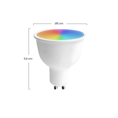 Bombilla LED Spotlight Smart WiFi GU10 5W Equi.25W 380lm RGBWW Regulable vía Smartphone/APP 25000H 7hSevenOn Premium Bombillas I