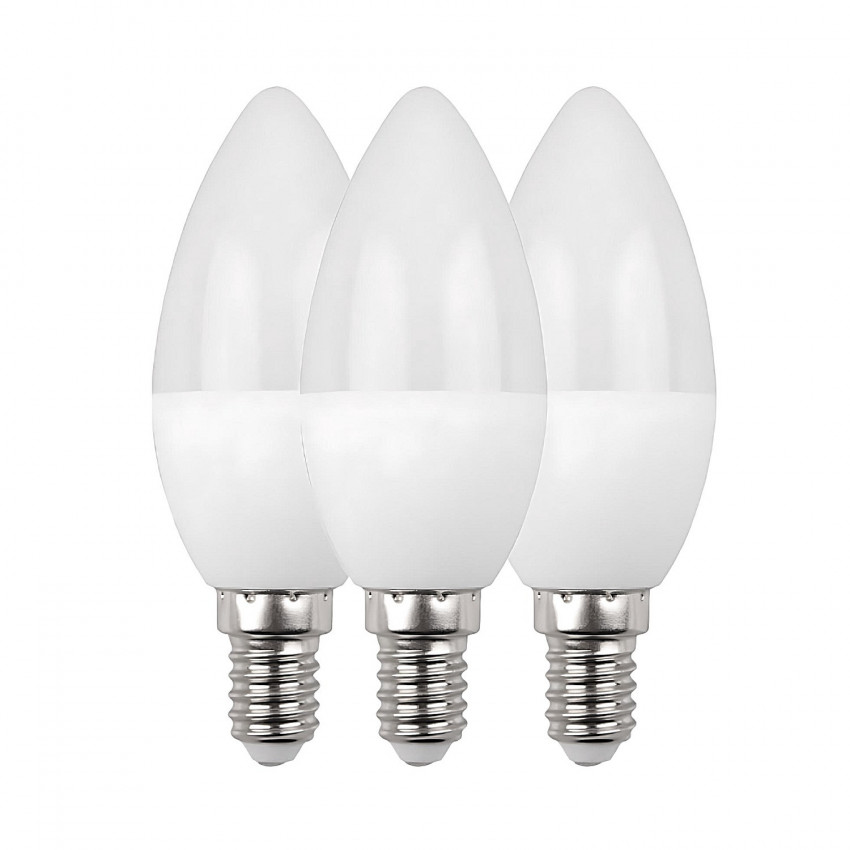 Pack 3 Bombillas LED Vela E14 6W Equi.40W 470lm 15000H Primer Leader Bombillas LED 1