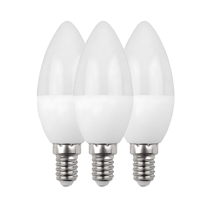 Pack 3 Bombillas LED Vela E14 6W Equi.40W 470lm 15000H Primer Leader Bombillas LED 5