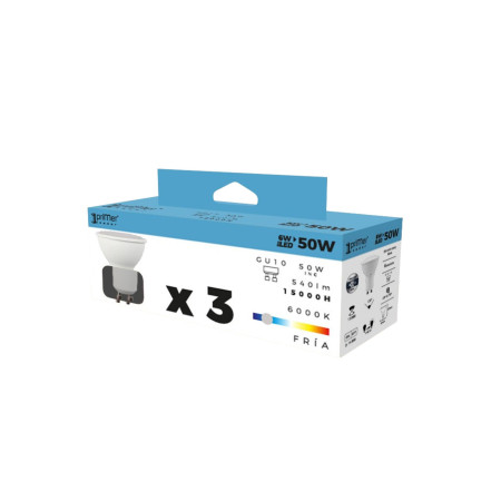 Conjunto de 3 lâmpadas LED Spotlight GU10 de 6 W (equivalentes a 50 W), 540 lm, 15 000 h, da Primer Leader