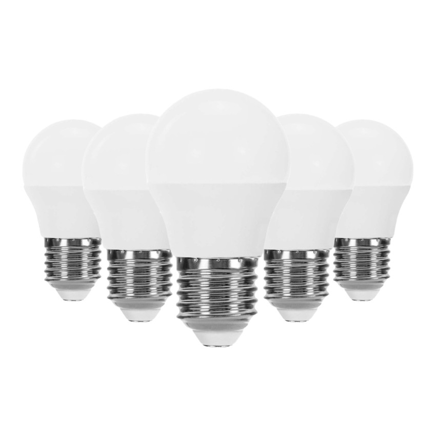 Pack 5 Bombillas LED Esférica E27 6W Equi.40W 470lm 15000H Primer Leader Bombillas LED 1