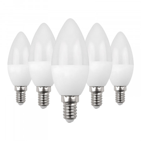 Pack 5 Lâmpadas LED para Vela E14 6W Equi.40W 470lm 15000H Primer Leader Lâmpadas LED 5