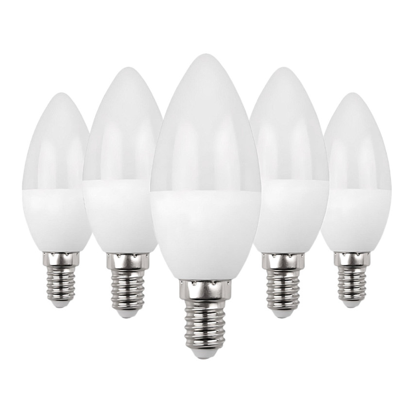 Pack 5 Bombillas LED Vela E14 6W Equi.40W 470lm 15000H Primer Leader Bombillas LED 5