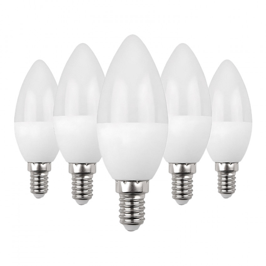 Pack 5 Bombillas LED Vela E14 6W Equi.40W 470lm 15000H Primer Leader Bombillas LED 5