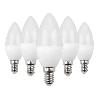 Pack 5 Bombillas LED Vela E14 6W Equi.40W 470lm 15000H Primer Leader Bombillas LED 5