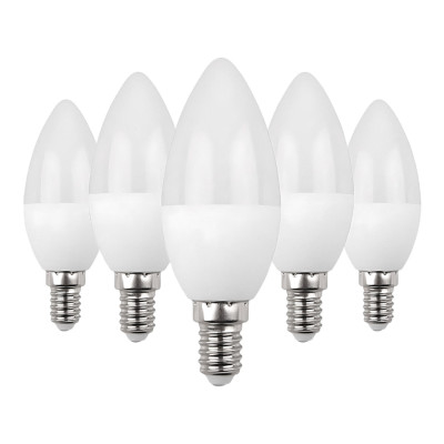 Pack 5 Lâmpadas LED para Vela E14 6W Equi.40W 470lm 15000H Primer Leader Lâmpadas LED 5