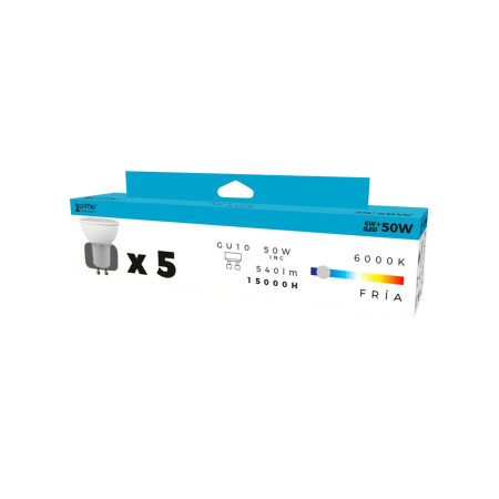 Pacote 5 Lâmpadas LED para Projetor GU10 6W Equi.50W 540lm 15000H Primer Leader Lâmpadas LED 9