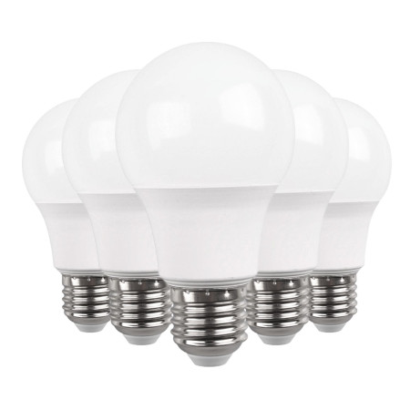 Pack 5 Lâmpadas LED Standard E27 9W Equi.60W 806lm 3000K 15000H Primer Leader Lâmpadas LED 1