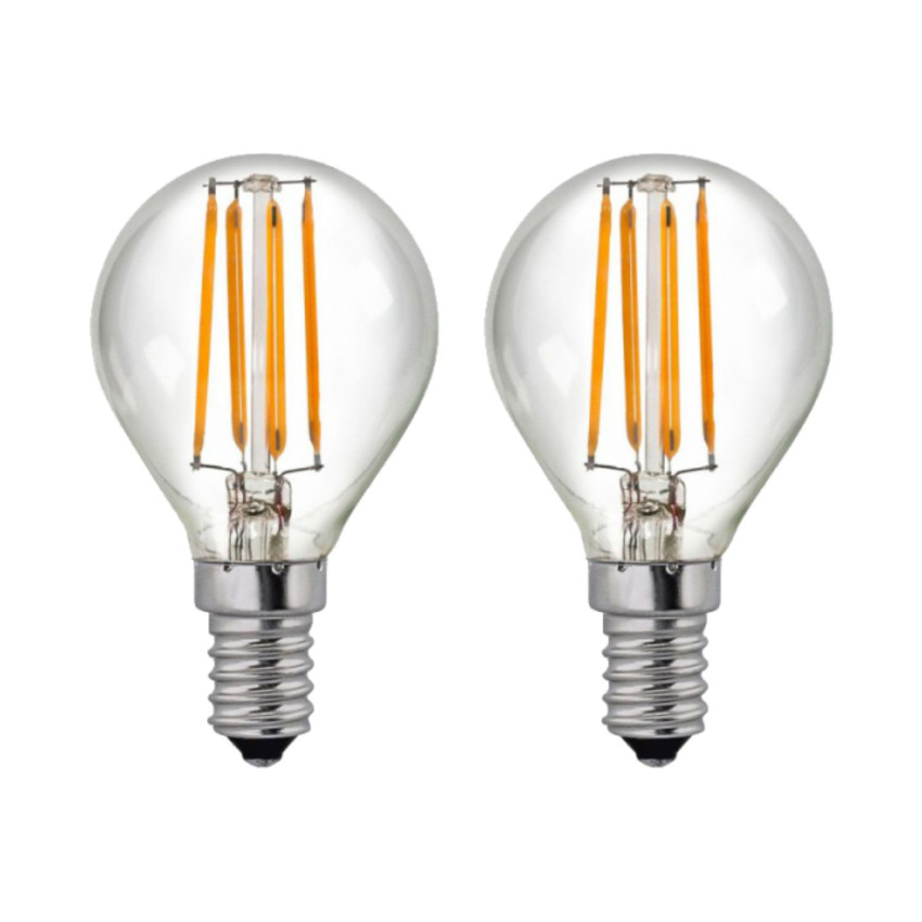 Pack 2 Bombillas LED Filamento Esféricas E14 4W Equi.40W 470lm 2700K 25000H 7hSevenOn Premium Bombillas LED 1