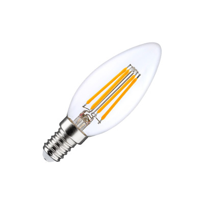 Pack 2 Bombillas LED Filamento Vela E14 4W Equi.40W 470lm 2700K 25000H 7hSevenOn Premium Bombillas LED 2