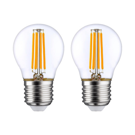 Pack 2 Lâmpadas LED de Filamento Esférico E27 4W Equi.40W 470lm 2700K 25000H 7hSevenOn Premium Lâmpadas LED 1
