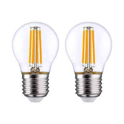 Pack 2 Bombillas LED Filamento Esféricas E27 4W Equi.40W 470lm 2700K 25000H 7hSevenOn Premium Bombillas LED 1