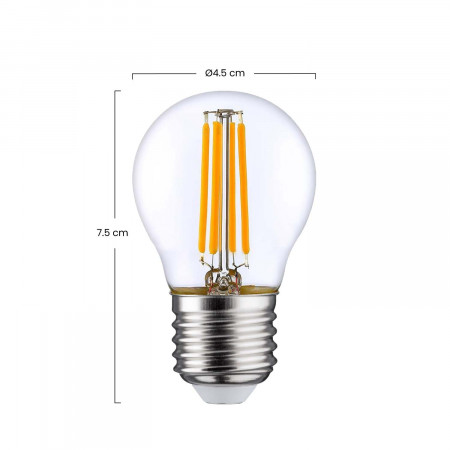 Pack 2 Bombillas LED Filamento Esféricas E27 4W Equi.40W 470lm 2700K 25000H 7hSevenOn Premium Bombillas LED 3