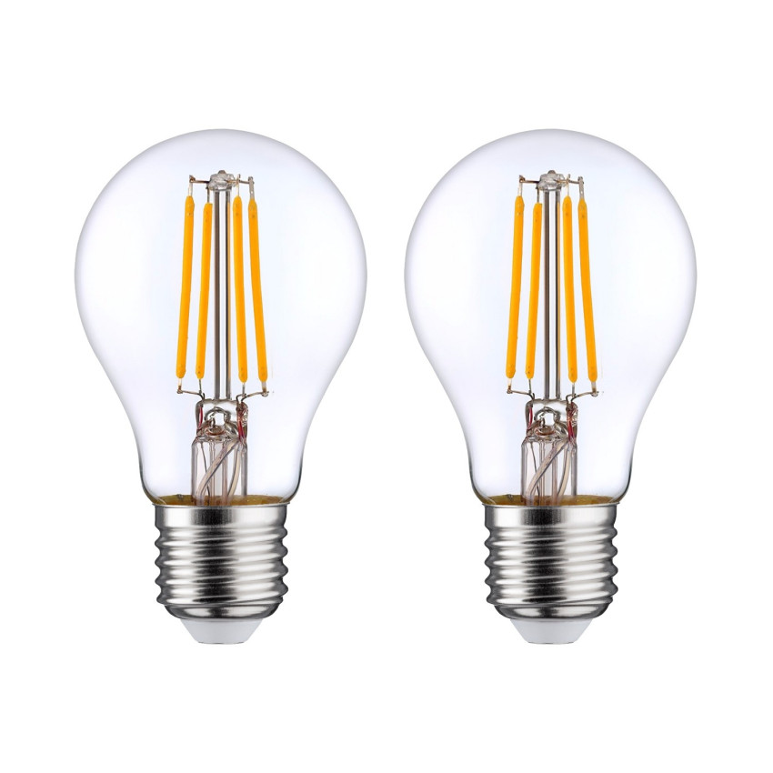 2er-Pack Standard-LED-Glühfadenlampen E27, 8 W (entspricht 60 W), 806 lm, 2700 K, 25.000 Std. 7hSevenOn Premium