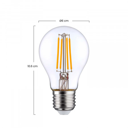 Pack 2 Bombillas LED Filamento Estándar E27 8W Equi.60W 806lm 2700K 25000H 7hSevenOn Premium Bombillas LED 3
