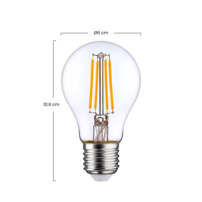 2er-Pack Standard-LED-Glühfadenlampen E27, 8 W (entspricht 60 W), 806 lm, 2700 K, 25.000 Std. 7hSevenOn Premium