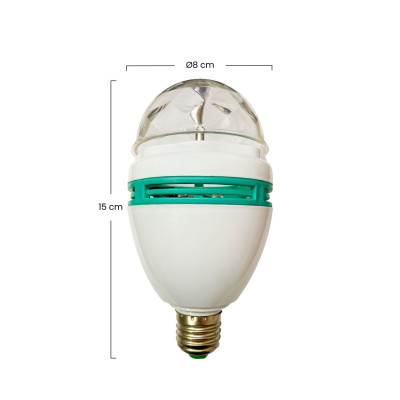 Lâmpada de Discoteca LED E27 3W Equi.20W Rotativa 360º RGB 25000H 7hSevenOn Premium Lâmpadas LED 3