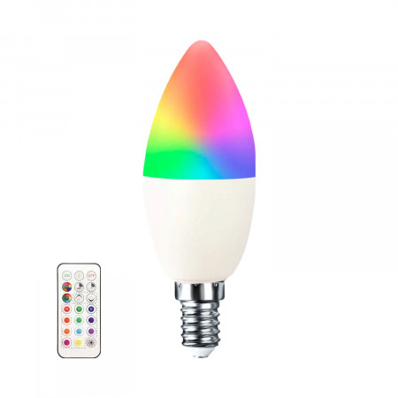 Bombilla LED Vela E14 6W Equi.40W 470lm RGB con Mando a Distancia 25000H 7hSevenOn Premium Bombillas LED 1
