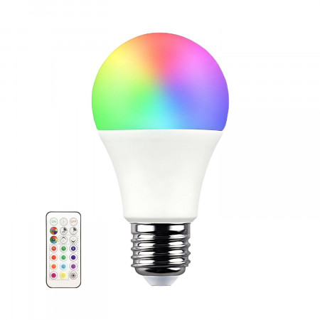 Bombilla LED Estándar E27 9W Equi.60W 806lm RGB con Mando a Distancia 25000H 7hSevenOn Premium Bombillas LED 1