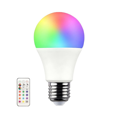 Bombilla LED Estándar E27 9W Equi.60W 806lm RGB con Mando a Distancia 25000H 7hSevenOn Premium Bombillas LED 1