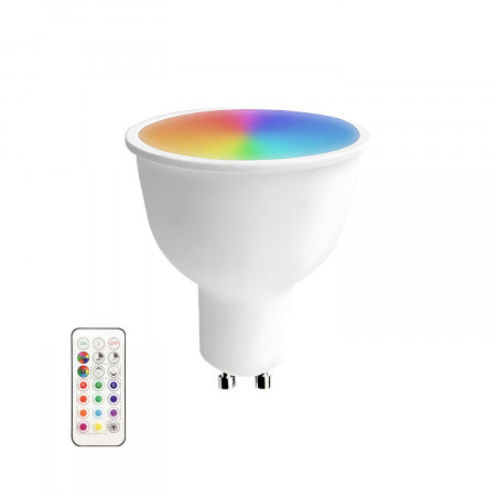 Bombilla LED Spotlight GU10 6W Equi.40W 470lm RGB con Mando a Distancia 25000H 7hSevenOn Premium Bombillas LED 1