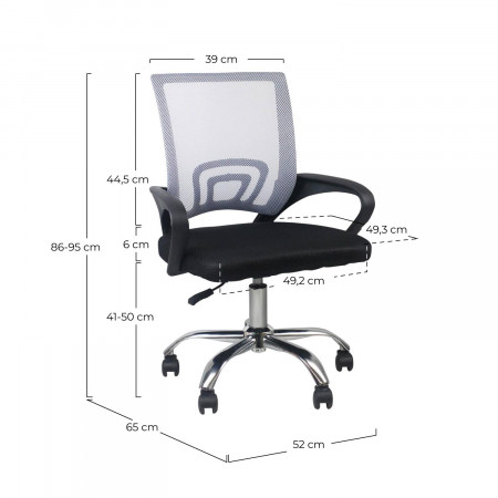 Silla de Escritorio con Ruedas Classic 95x65x52cm O91 Sillas Con Ruedas para Escritorio 13