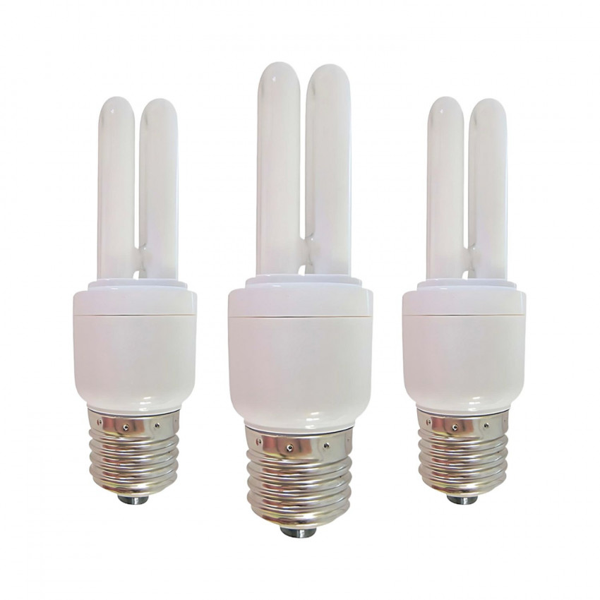 Pack 3 Lâmpadas CFL economizadoras de energia 2U E27 11W 528lm 7hSevenOn Iluminação economizadora de energia 5