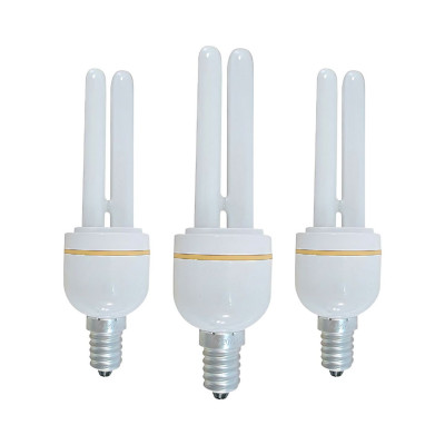 Pack 3 Lâmpadas CFL economizadoras de energia Mini 2U E14 11W 528lm 2700K 7hSevenOn Iluminação economizadora de energia 1