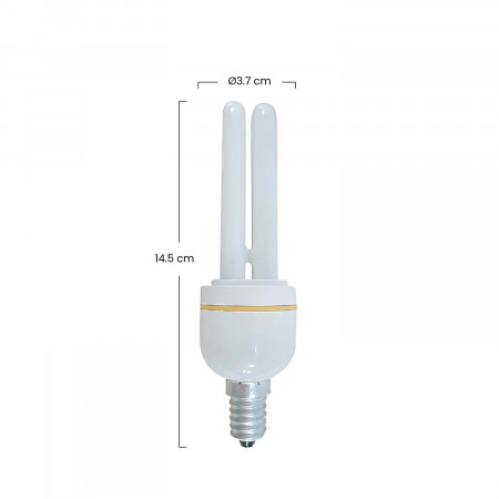 Pack 3 Lâmpadas CFL economizadoras de energia Mini 2U E14 11W 528lm 2700K 7hSevenOn Iluminação economizadora de energia 3