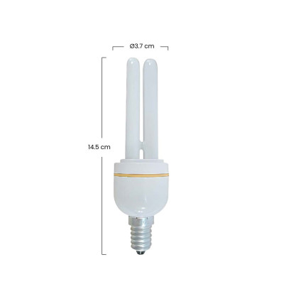 Pack 3 Lâmpadas CFL economizadoras de energia Mini 2U E14 11W 528lm 2700K 7hSevenOn Iluminação economizadora de energia 3