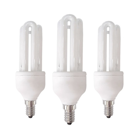 Pack 3 Lâmpadas CFL economizadoras de energia 3U E14 15W 825lm 2700K 7hSevenOn Iluminação economizadora de energia 1