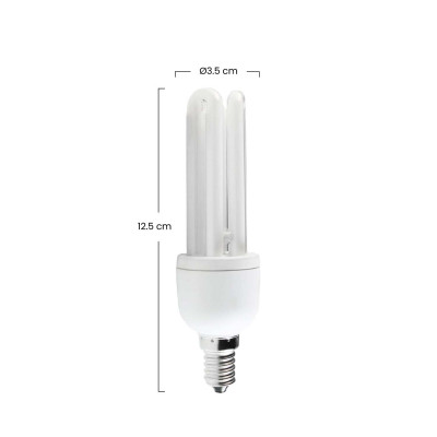 Lâmpada CFL economizadora de energia Mini 3U E14 15W 825lm 2700K 7hSevenOn Iluminação de baixo consumo 3